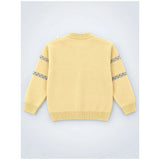 Pastel Yellow Floral Knitted Winter Cardigan Sweater for Kids