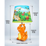 Orange ceramic Dino side Bed Table Lamp, Kids Room Decor