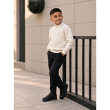 Cream Cable-Knit Winter Cardigan, Christmas Sweater for Kids