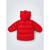 Red Bear-Ear Faux-Fur Hooded Quilted Winter Jacket for Kids