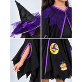 Black & Purple Witch Poncho & Hat set,No Frock included, Kids Halloween Costume Fancy Dress Up