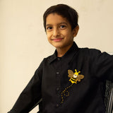 Little Bling Bee Embellished Shirt - Black
