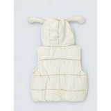 Yellow Polka Dots Cute Character-Themed Quilted Hooded Sleeveless Winter Jacket for Kids