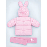 Pink Bunny Glitter Quilted Hooded Winter Jacket with Muffler for Kids