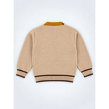 Beige V-Neck Puppy Pocket V Neck Winter Cardigan Sweater for Kids