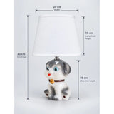 Grey ceramic Dog side Bed Table Lamp, Kids Room Decor