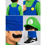 Junior Super Brother Green Plumber, Kids Halloween Costume Fancy Dress Up