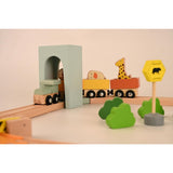 Playbox Wooden Wild Track Train Playset Vehicle with Magnetic Train Engine | Wooden Toy Playset for Toddler & Kids Baby Toys