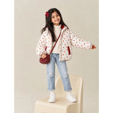 Cream & Brown Bunny Mushroom Quilted Hooded Winter Jacket for Kids
