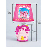 Pink Princess ceramic Castle side Bed Table Lamp, Kids Room Decor