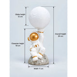 Golden Astronaut Holding Moon, side Bed Table Lamp, Kids Room Decor