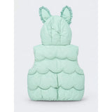 Green Bunny-Themed Quilted Hooded Sleeveless Winter Jacket for Kids