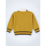 Olive Yellow V-Neck Puppy Pocket V Neck Winter Cardigan Sweater for Kids