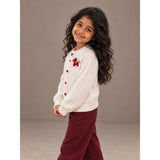 Cream Little Pony Horse Winter Cardigan, Christmas Sweater with Horse Brooch for Kids