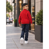 Red Christmas 2 Tree & Santa Knitted Winter Cardigan, Christmas Sweater for Kids