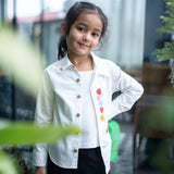 Haphazard Hearts Embroidered Organic Cotton Shirt - White