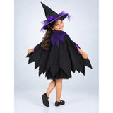 Black & Purple Witch Poncho & Hat set,No Frock included, Kids Halloween Costume Fancy Dress Up