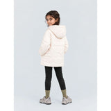 Ivory Cat Glitter Quilted Hooded Winter Jacket with Mittens for Kids