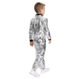 Shiny Silver Astronaut, Unisex Halloween Costume Fancy Dress Up for Kids