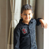 Spidey Icon and Web Embroidered Shirt - Black