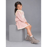 Peach Bunny Sweater & Pleated Skirt, Winterwear 2 Pcs Set for Girls