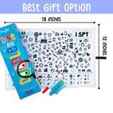 Berrybee Dine Doodle Mat-Reversible & Reusable Mat with 1 Erasable Marker and Chalk