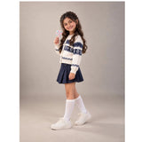 Cream & Navy Blue Nordic Pattern Winter Cardigan Sweater for Kids