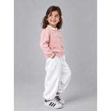 Peach Ruffle Neck Cat Bow Knitted Winter Cardigan Sweater for Girls