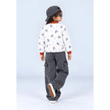 Ivory & Brown Plane Quilted Bomber Winter Jacket for Kids