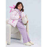 Pink Bunny Flower Quilted Hooded Winter Jacket for Kids