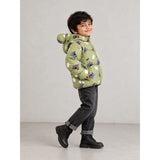 Sage Green Puppy & Cloud Quilted Hooded Winter Jacket for Kids