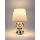 Grey ceramic Dog side Bed Table Lamp, Kids Room Decor