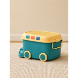 Teal Cartoon Toy Bus-Shaped Kids Mini Toys/Cars Storage Box