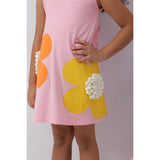 Pink Floral pom pom Dress