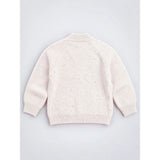 Cream Little Pony Horse Winter Cardigan, Christmas Sweater with Horse Brooch for Kids