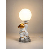 Golden Astronaut Holding Moon, side Bed Table Lamp, Kids Room Decor