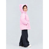Pink Bunny Glitter Quilted Hooded Winter Jacket with Muffler for Kids