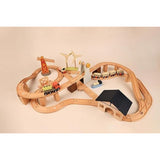 Playbox Wooden Track Bridge Ship & Station Playset Vehicles Trucks Magnetic Bullet Train and Ship | Wooden Toy Playset for Toddler & Kids Baby Toys