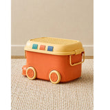 Orange Cartoon Toy Bus-Shaped Kids Mini Toys/Cars Storage Box