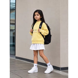 Yellow Bow & Pom-Pom Knitted Winter Cardigan Sweater for Girls