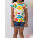 Floral pom pom Top
