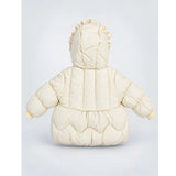 Pastel Yellow Butterfly Heart Quilted Hooded Winter Jacket for Kids