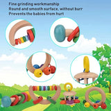 Wooden Baby Rattles Teeth Wooden Music Instrument Shaker Set Toy for 12+ Months kids