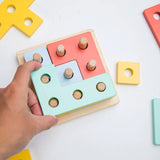 4 in 1 Shape Sorter Puzzle Block Wooden Educational Shape Sorting Puzzle Toy