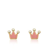 Crown Stud Earring Accented With Dots 14k gold plated.