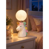 White ceramic Unicorn Moon, side Bed Table Lamp, Kids Room Decor