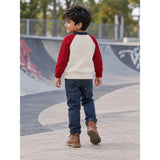 Cream & Maroon Sporty Bear Winter Cardigan, Christmas Sweater for Kids