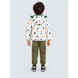 Cream & Green Baby Dino Quilted Hooded Winter Jacket for Kids