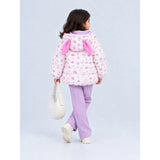 Pink Bunny Flower Quilted Hooded Winter Jacket for Kids