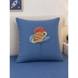 4 pcs Space theme, Luxe Embroidered collection of Single bed comforter, 1 flat bedsheet, 2 pillow covers entire Bedding Set for Single Size Bed.